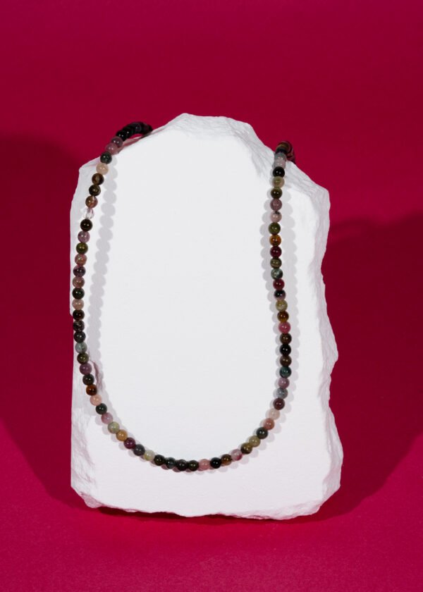 4mm Turmalin Doğal Taş Gümüş Kolye