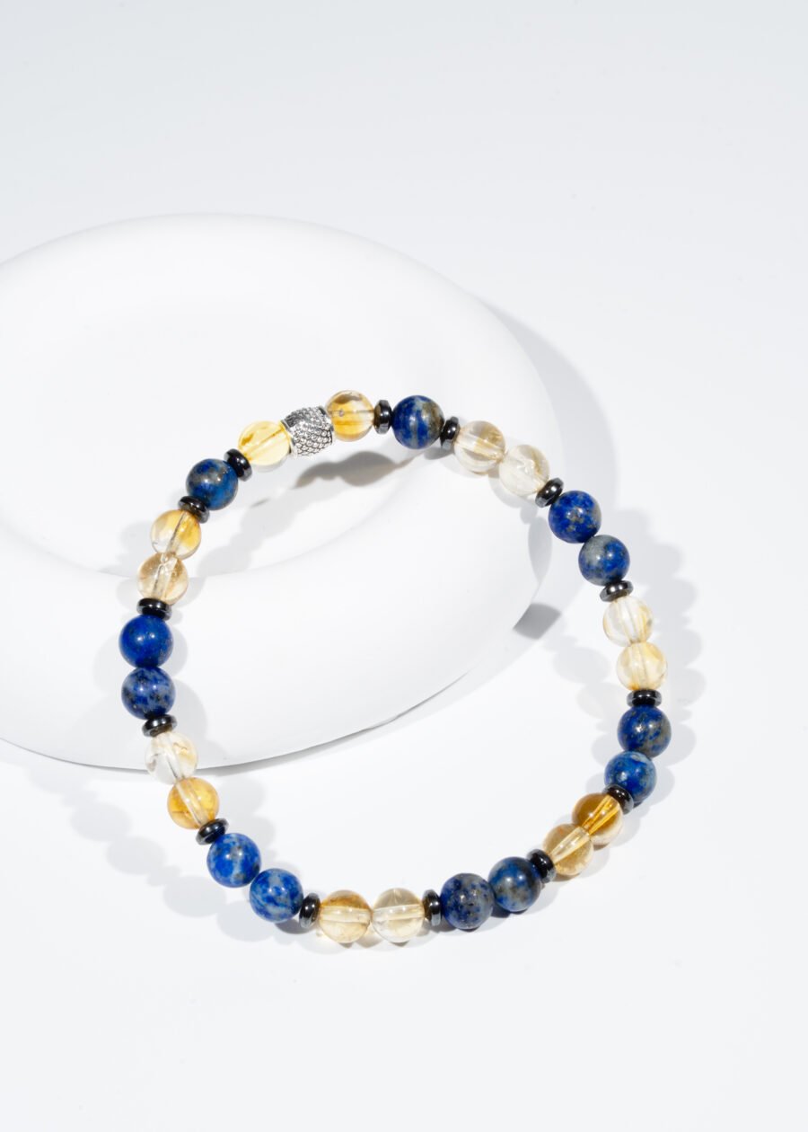 6mm Sitrin & Lapis Lazuli & Hematit Doğal Taş Bileklik 6mm Sitrin & Lapis Lazuli & Hematit Doğal Taş Bileklik