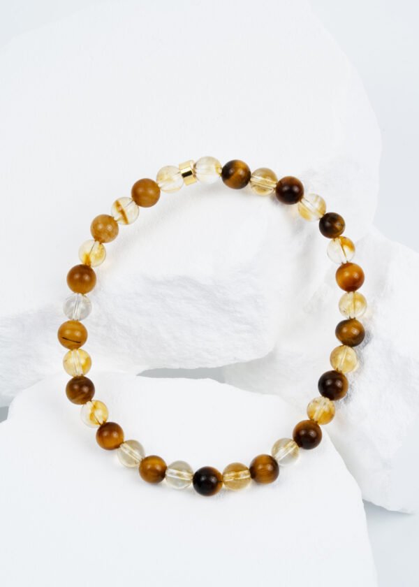 6mm Sitrin & Kaplan Gözü Doğal Taş Bileklik - Görsel 2