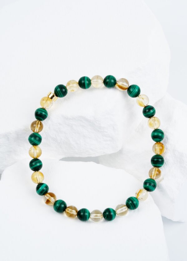 6mm Sitrin & Malakit Doğal Taş Bileklik - Görsel 2