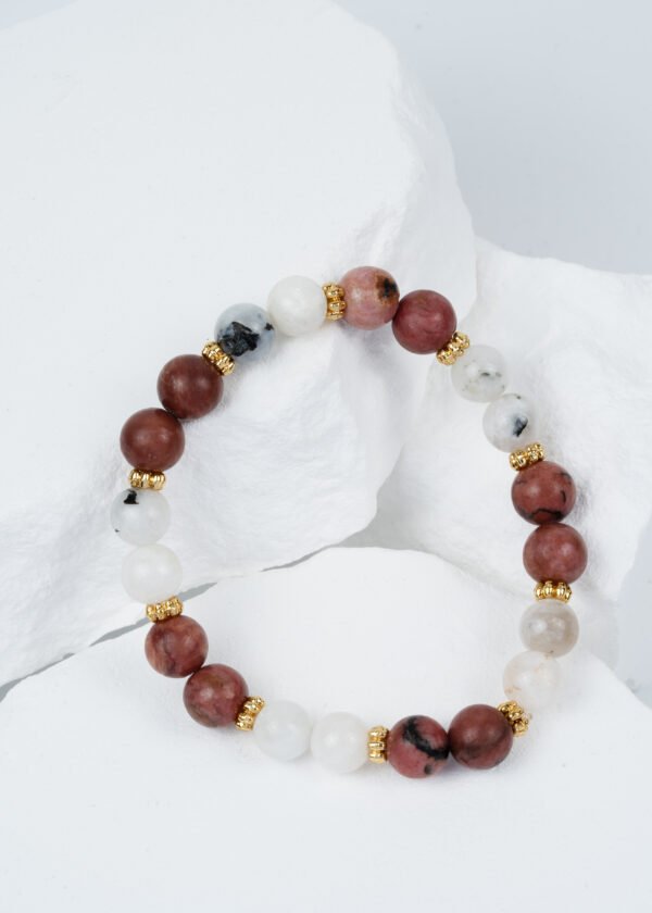 8mm Ay Taşı & Rodonit Doğal Taş Bileklik