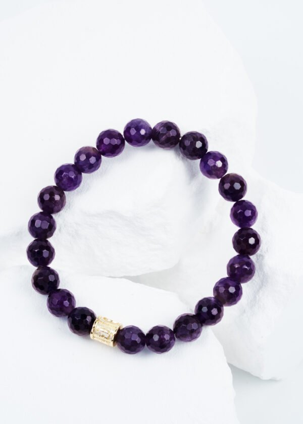 8mm Faset Kesim Ametist Doğal Taş Bileklik