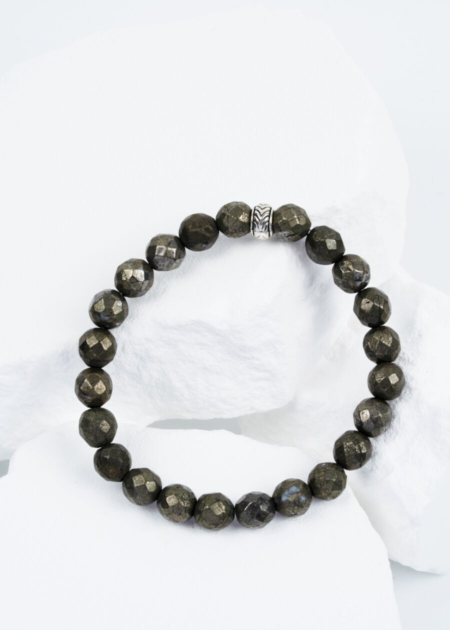 8mm Faset Kesim Pirit Doğal Taş Bileklik