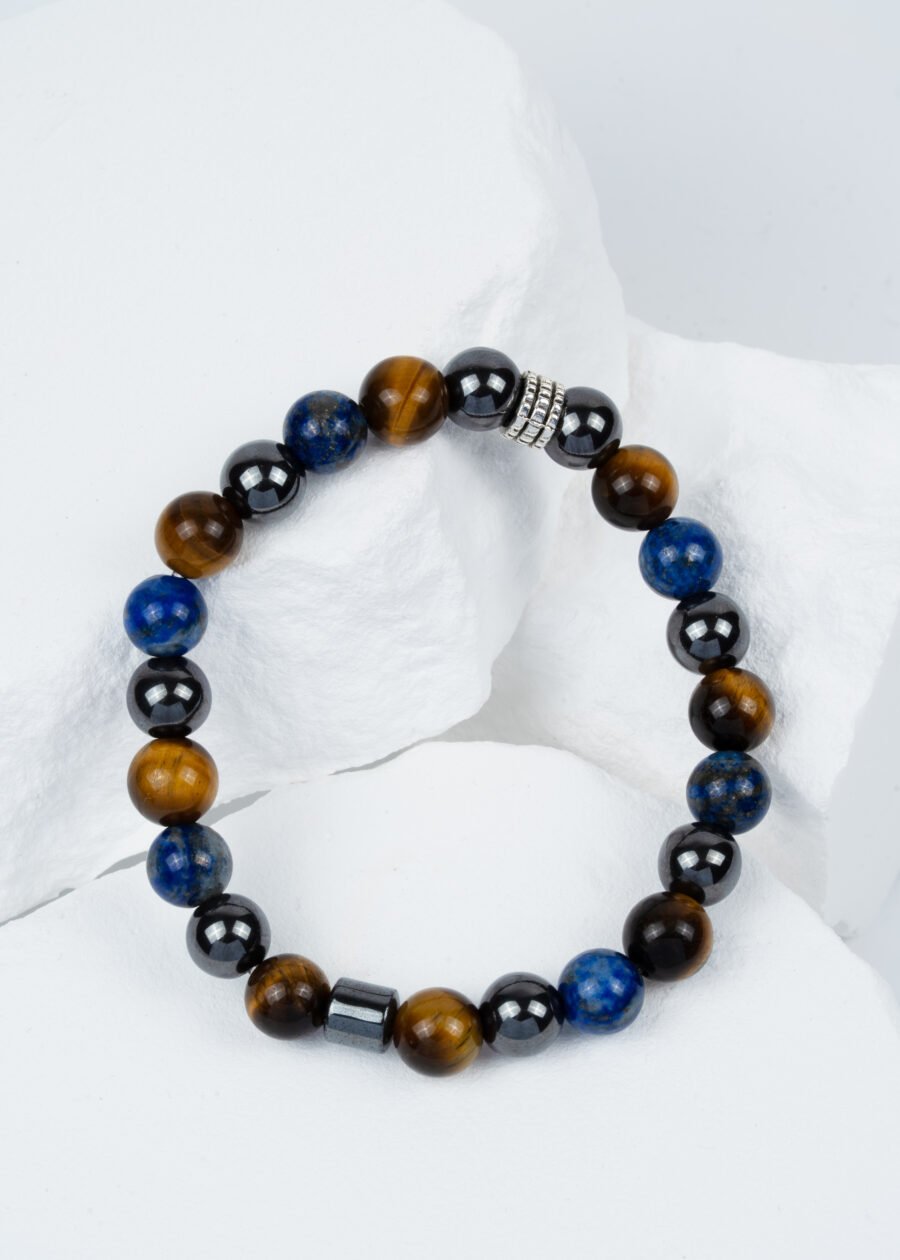 8mm Lapis Lazuli & Kaplan Gözü & Hematit Doğal Taş Bileklik