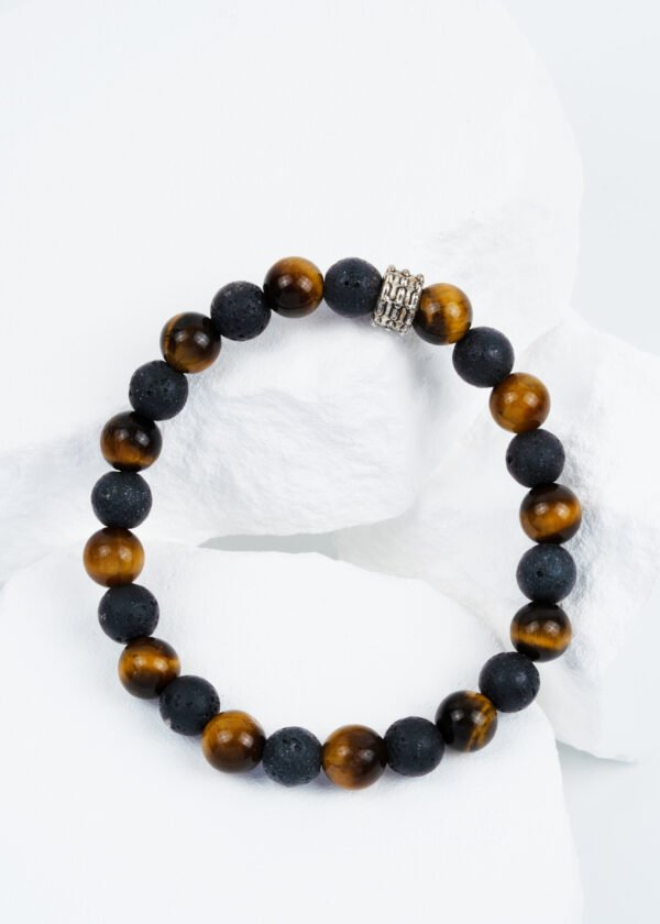 8mm Kaplan Gözü & Lav Taşı Doğal Taş Bileklik