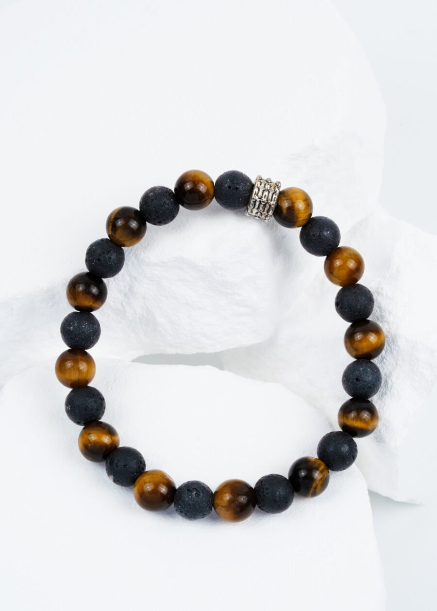 8mm Kaplan Gözü & Lav Taşı Doğal Taş Bileklik