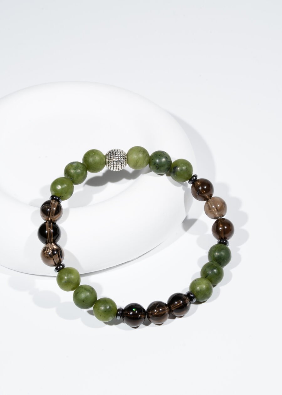 8mm Yeşim & Dumanlı Kuvars & Hematit Doğal Taş Bileklik 8mm Yeşim & Dumanlı Kuvars & Hematit Doğal Taş Bileklik