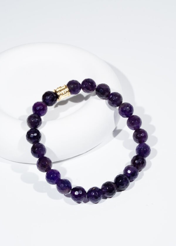 8mm Faset Kesim Ametist Doğal Taş Bileklik