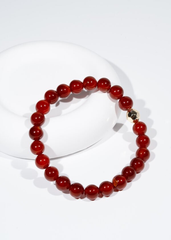8mm Karnelyan Akik Doğal Taş Bileklik