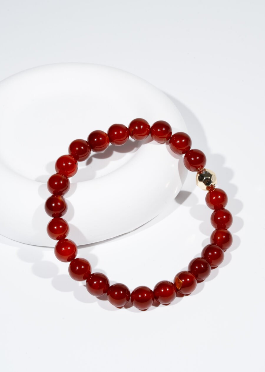 8mm Karnelyan Akik Doğal Taş Bileklik