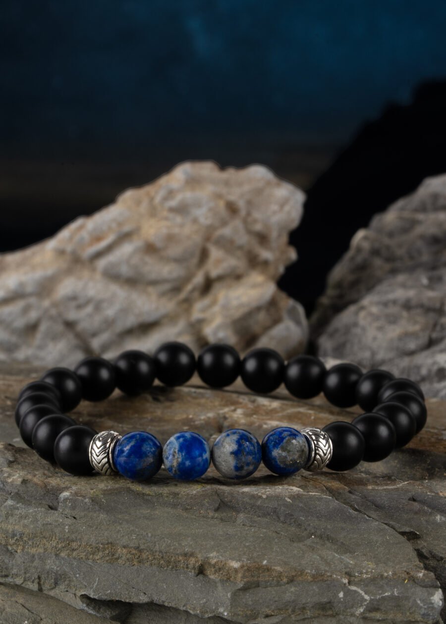 8mm Lapis Lazuli & Oniks Doğal Taş Bileklik