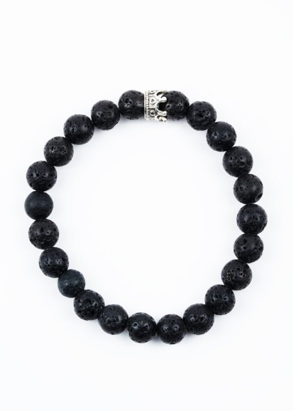 8mm Taç Detaylı Lav Taşı Bileklik