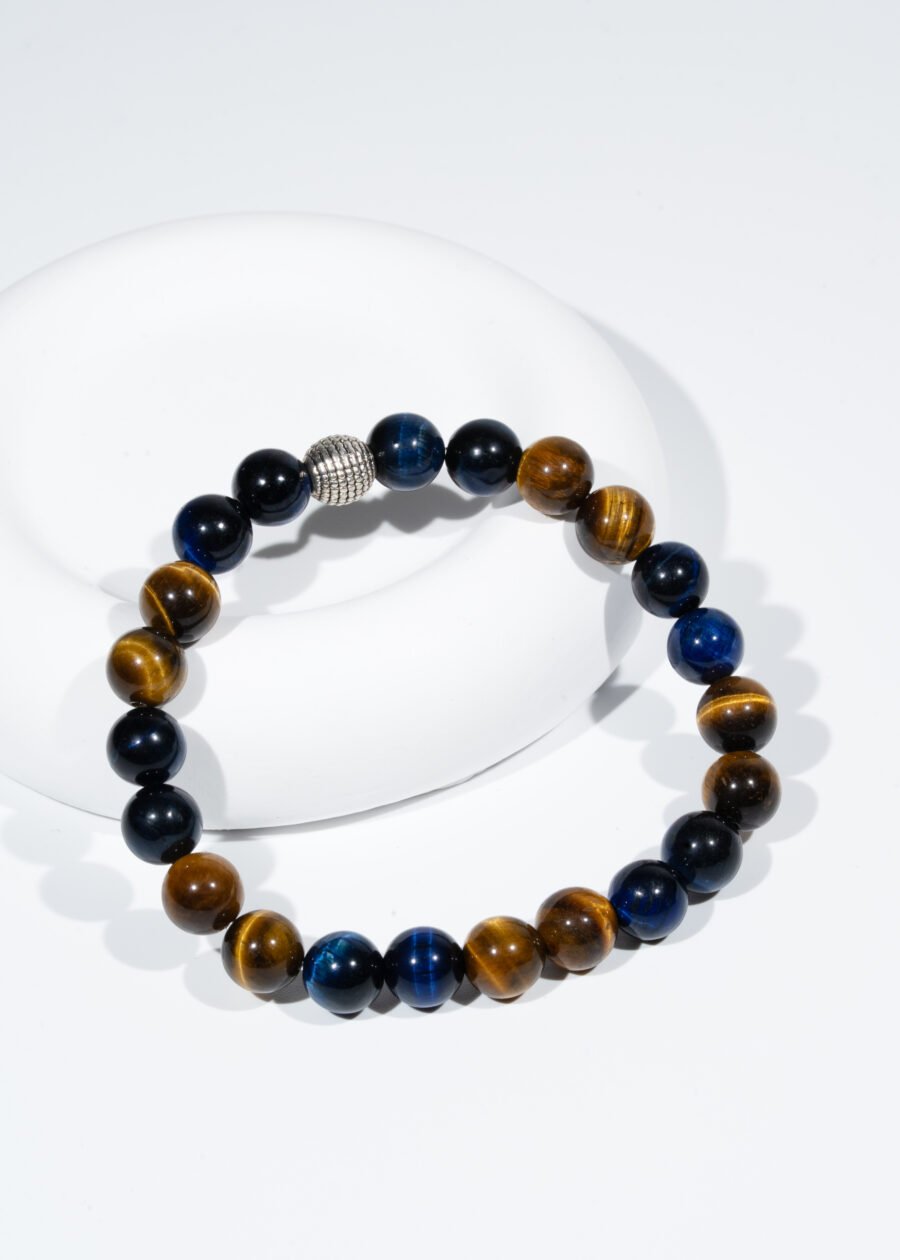 8mm Mavi Kaplan Gözü & Kaplan Gözü Doğal Taş Bileklik