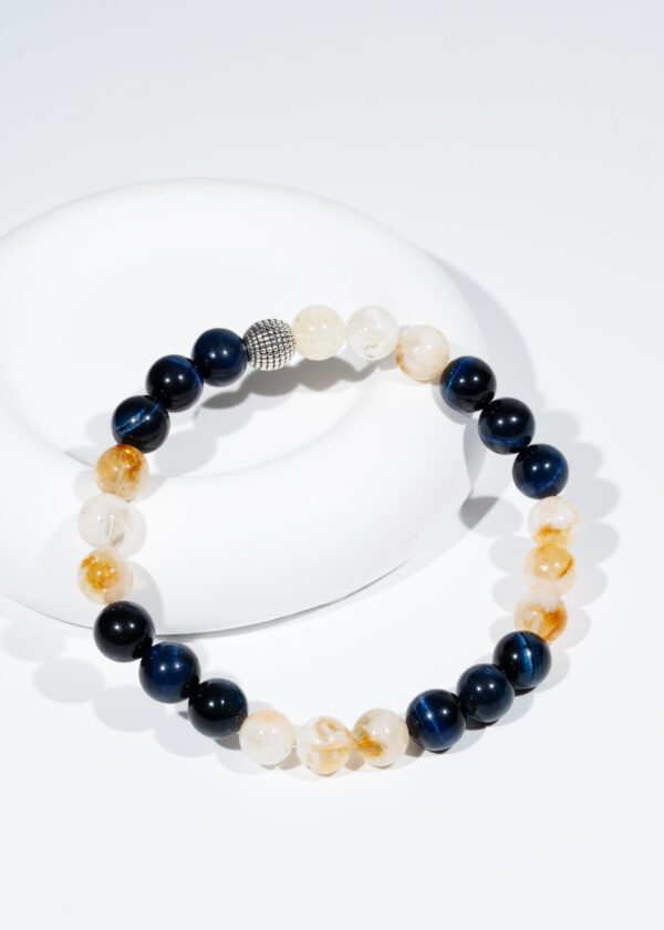 8mm Sitrin & Mavi Kaplan Gözü Doğal Taş Bileklik