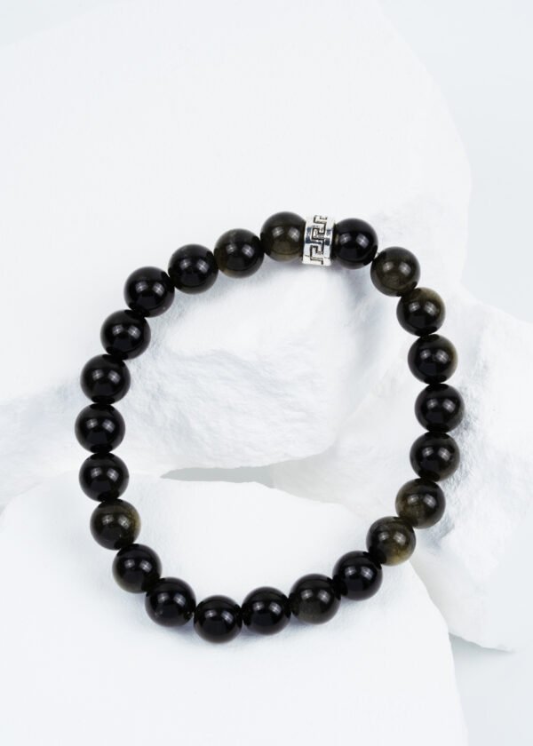 8mm Obsidyen Doğal Taş Bileklik - Görsel 2