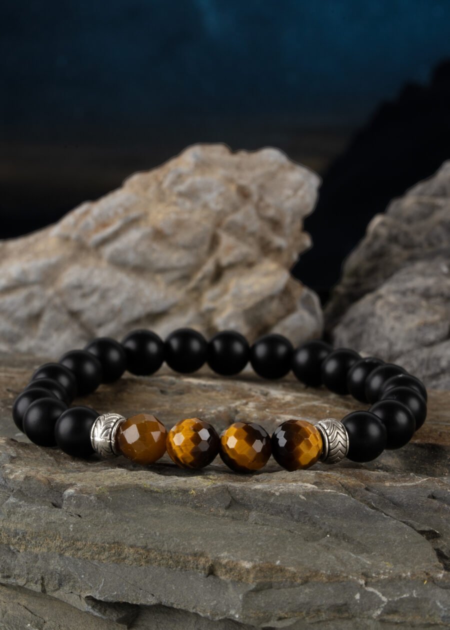 8mm Oniks & Faset Kesim Kaplan Gözü Doğal Taş Bileklik 8mm Oniks & Faset Kesim Kaplan Gözü Doğal Taş Bileklik