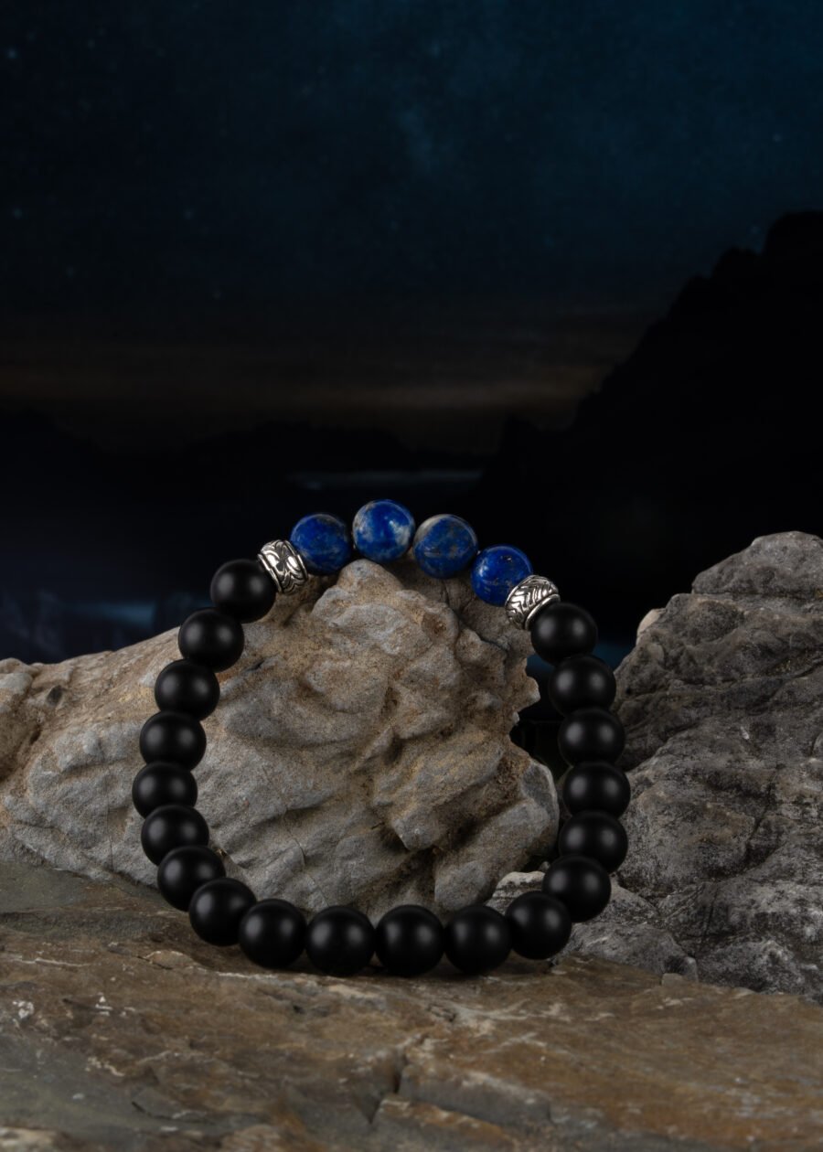8mm Lapis Lazuli & Oniks Doğal Taş Bileklik