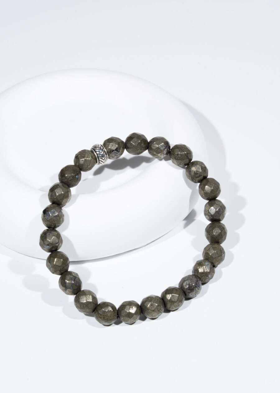 8mm Faset Kesim Pirit Doğal Taş Bileklik