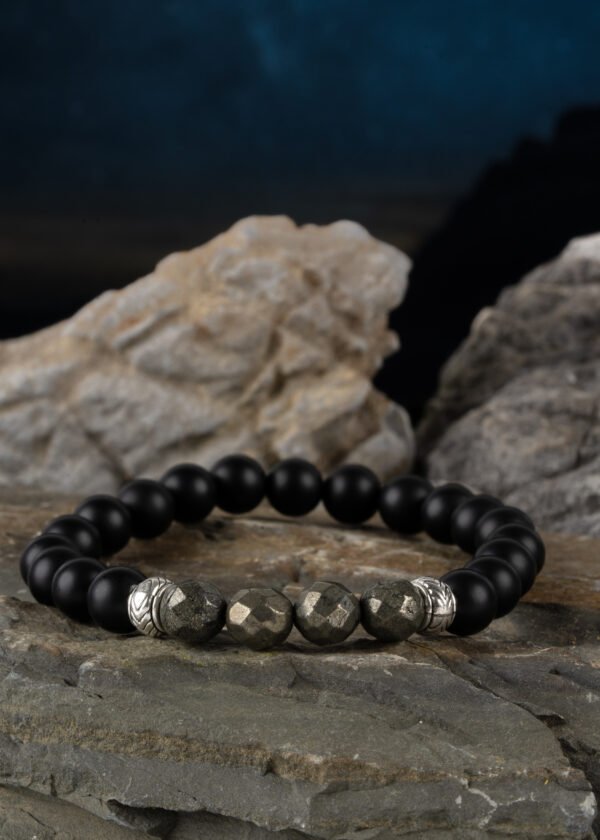 8mm Faset Kesim Pirit & Oniks Doğal Taş Bileklik