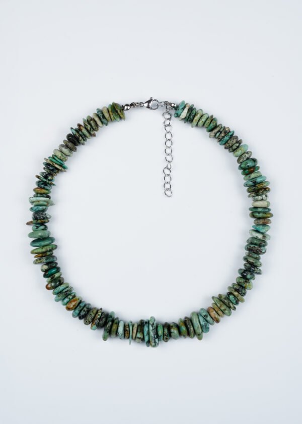 Afrika Turkuazı Doğal Taş Gümüş Kolye - Görsel 3