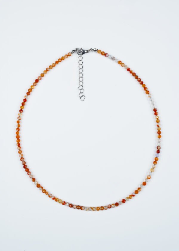 4mm Faset Kesim Akik Doğal Taş Kolye