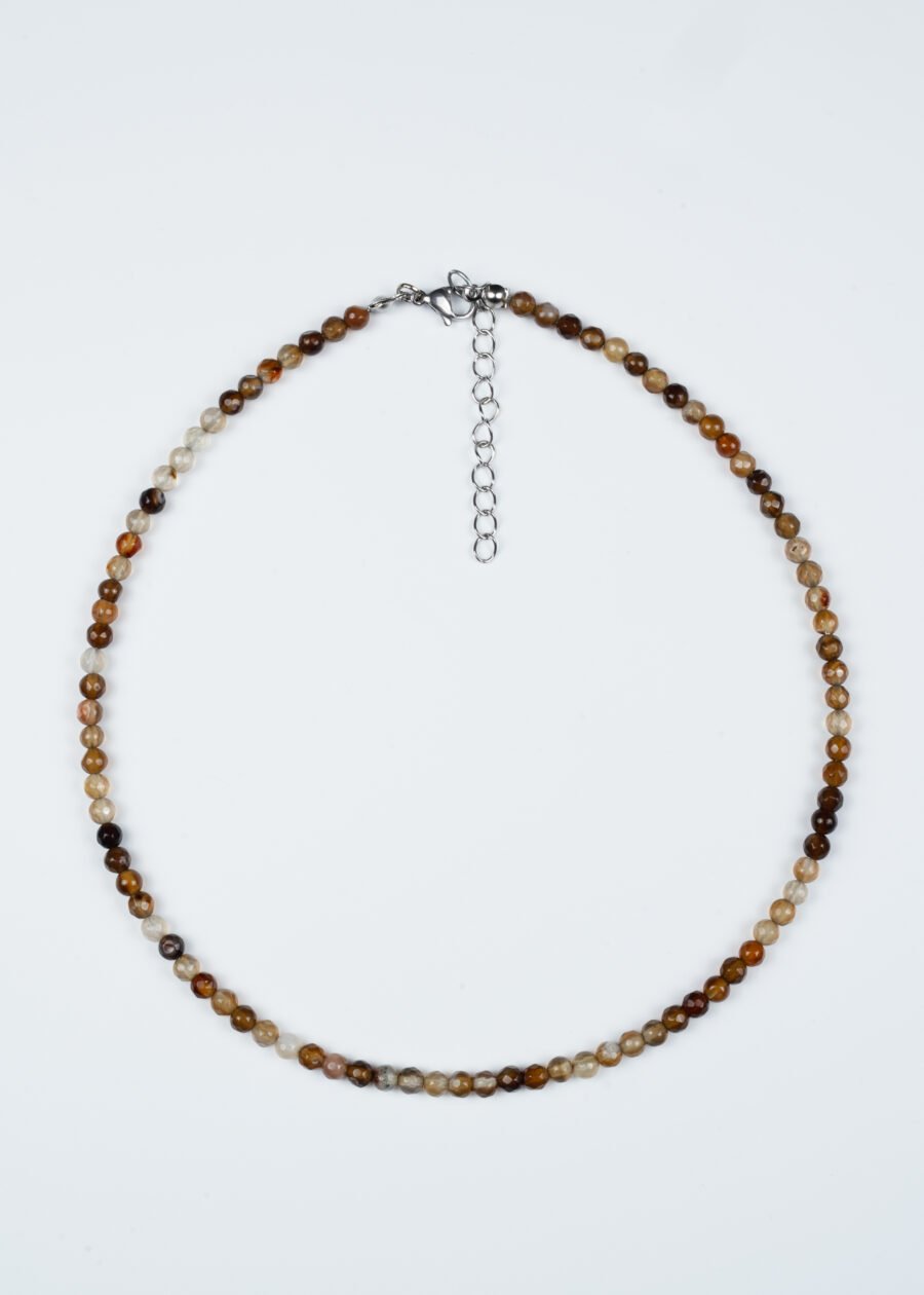 4mm Faset Kesim Akik Doğal Taş Kolye