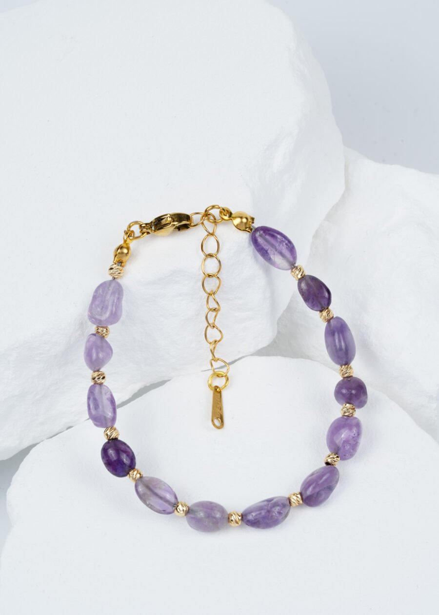 Dorika Top Detaylı Ametist Doğal Taş Bileklik