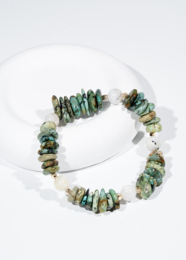 Afrika Turkuazı & Ay Taşı Doğal Taş Bileklik