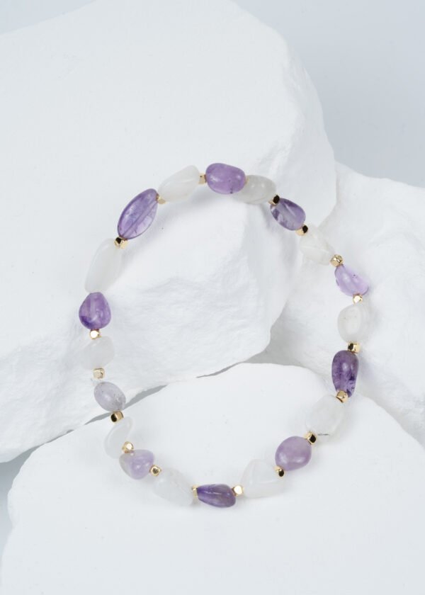 Ametist & Ay Taşı Doğal Taş Bileklik