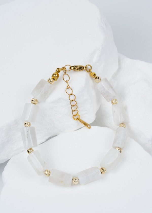 Silindir Ay Taşı Doğal Taş Bileklik