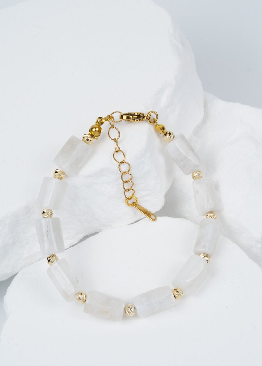 Silindir Ay Taşı Doğal Taş Bileklik