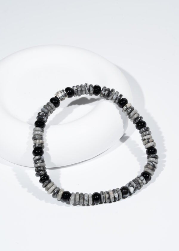 Rondel Kesim Jasper & Akik Doğal Taş Bileklik