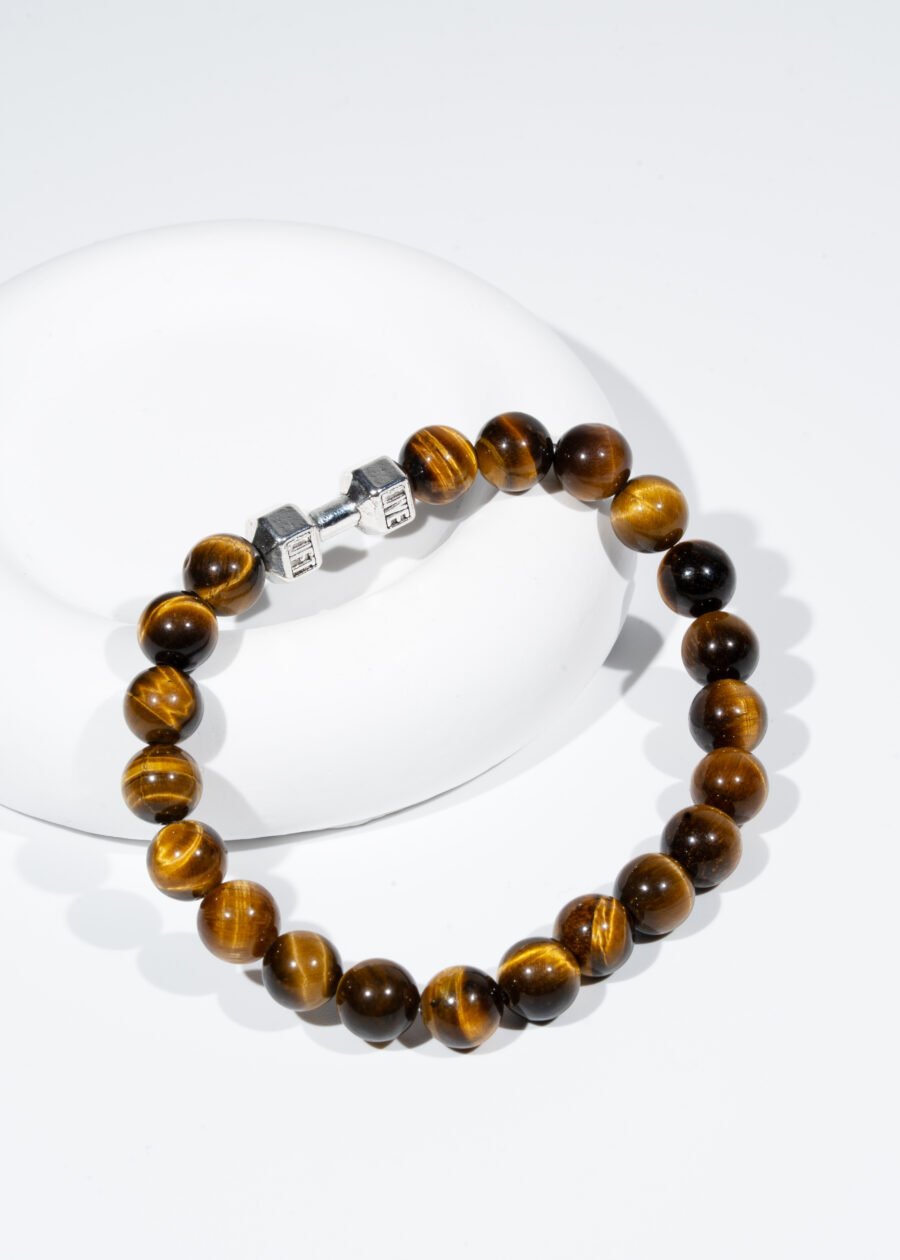 Dumbbell (Dambıl) Detaylı 8mm Kaplan Gözü Doğal Taş Bileklik Dumbbell (Dambıl) Detaylı 8mm Kaplan Gözü Doğal Taş Bileklik