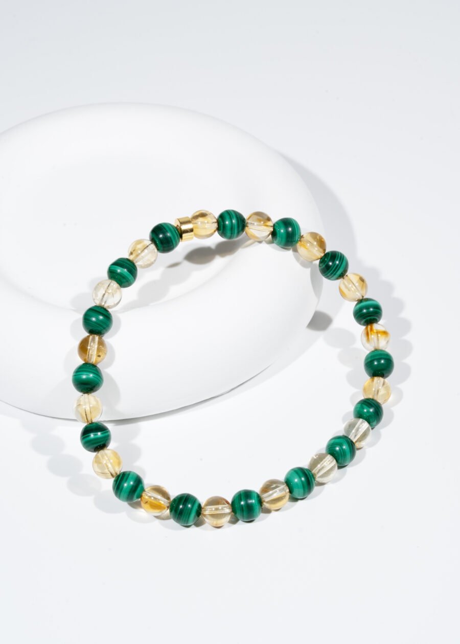 6mm Sitrin & Malakit Doğal Taş Bileklik