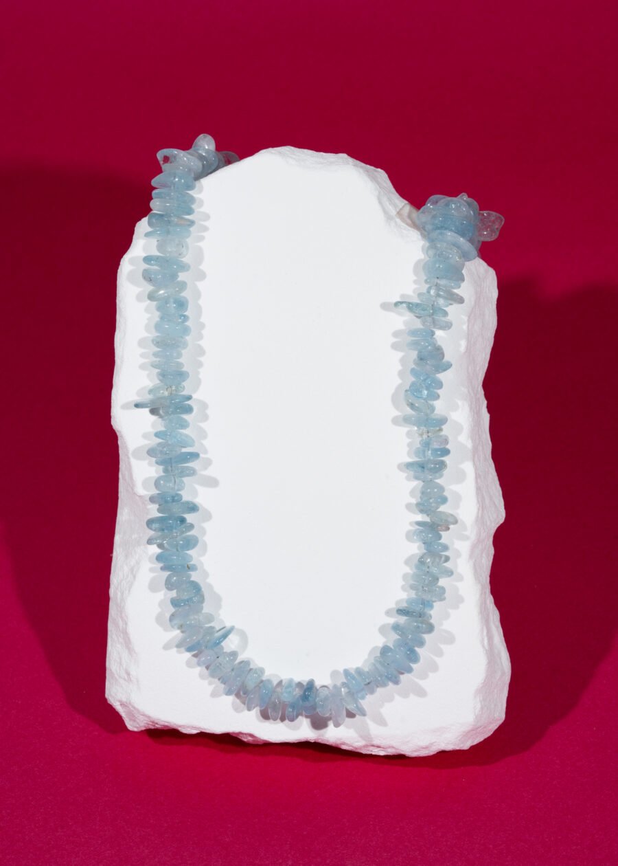 Akuamarin Doğal Taş Gümüş Kolye