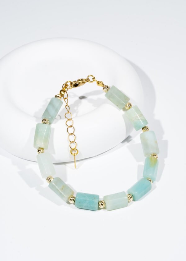 Silindir Kesim Amazonit Doğal Taş Bileklik