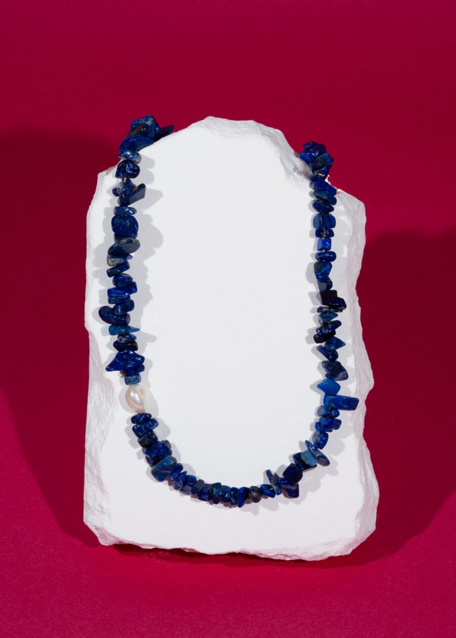 İnci Detaylı Kırıktaş Lapis Lazuli Doğal Taş Kolye İnci Detaylı Kırıktaş Lapis Lazuli Doğal Taş Kolye