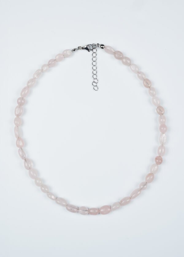 Pembe Kuvars Doğal Taş Kolye