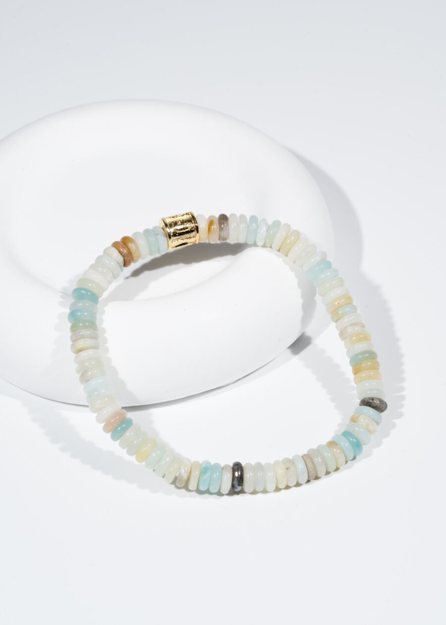 Rondel Kesim Amazonit Doğal Taş Bileklik