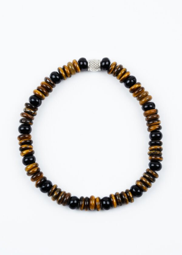 Rondel Kesim Kaplan Gözü & Akik Doğal Taş Bileklik