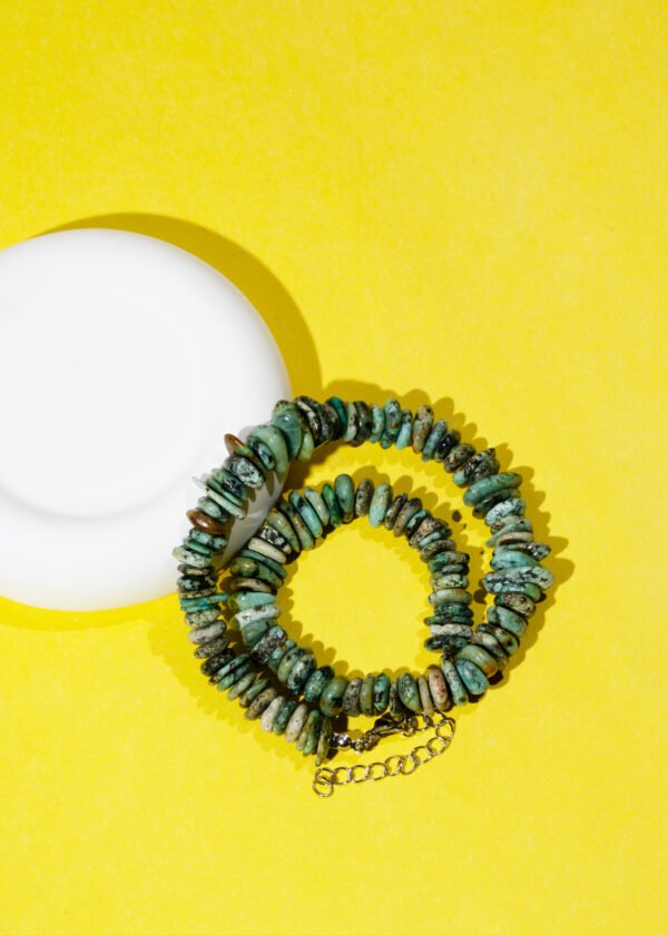 Afrika Turkuazı Doğal Taş Gümüş Kolye