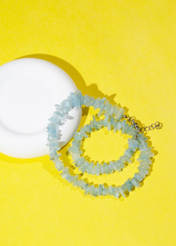 Akuamarin Doğal Taş Gümüş Kolye