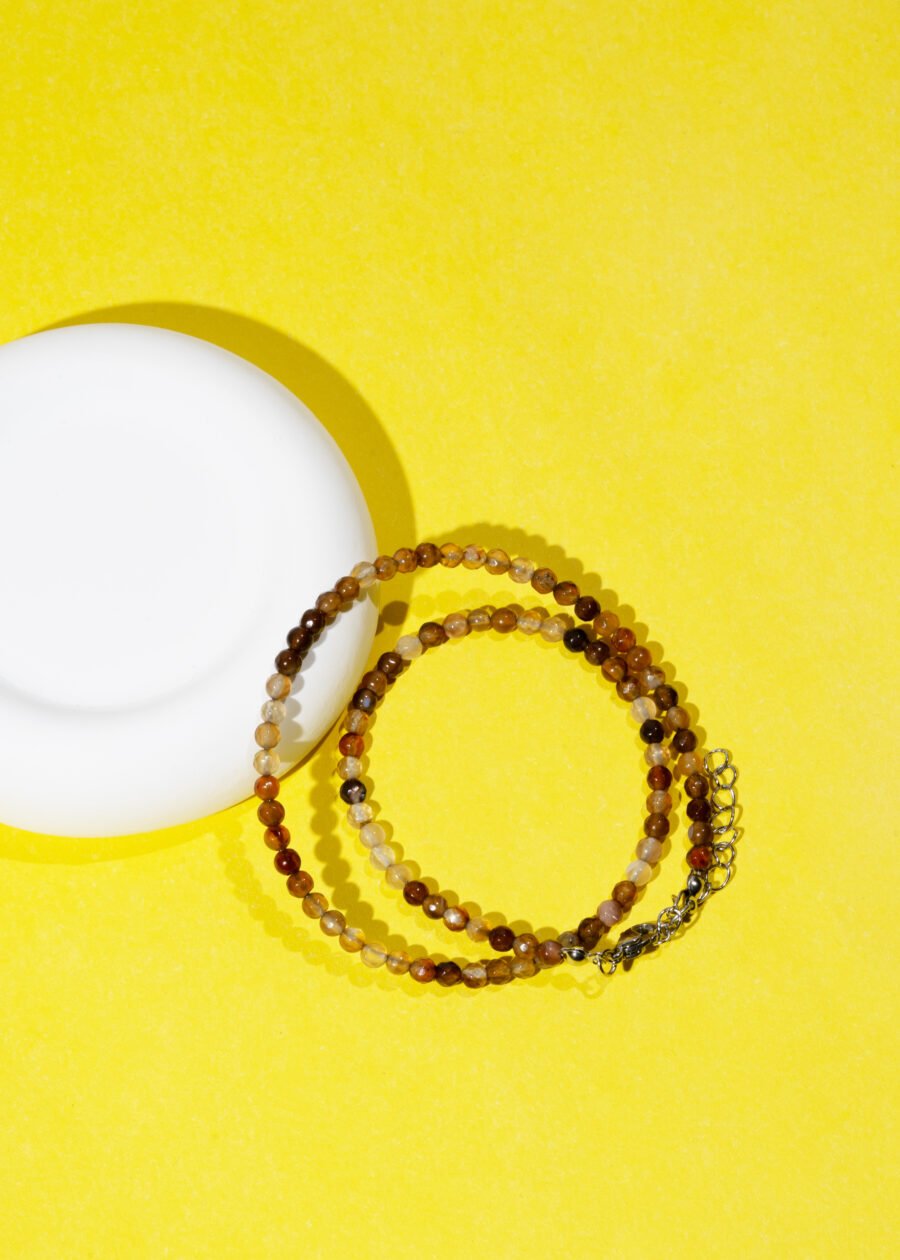 4mm Faset Kesim Akik Doğal Taş Kolye