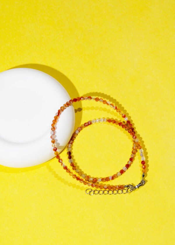 4mm Faset Kesim Akik Doğal Taş Kolye