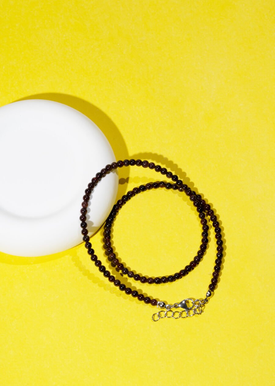 4mm Garnet (Lal) Doğal Taş Kolye