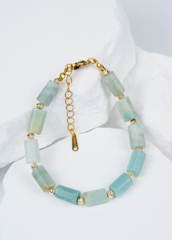 Silindir Kesim Amazonit Doğal Taş Bileklik - Görsel 2