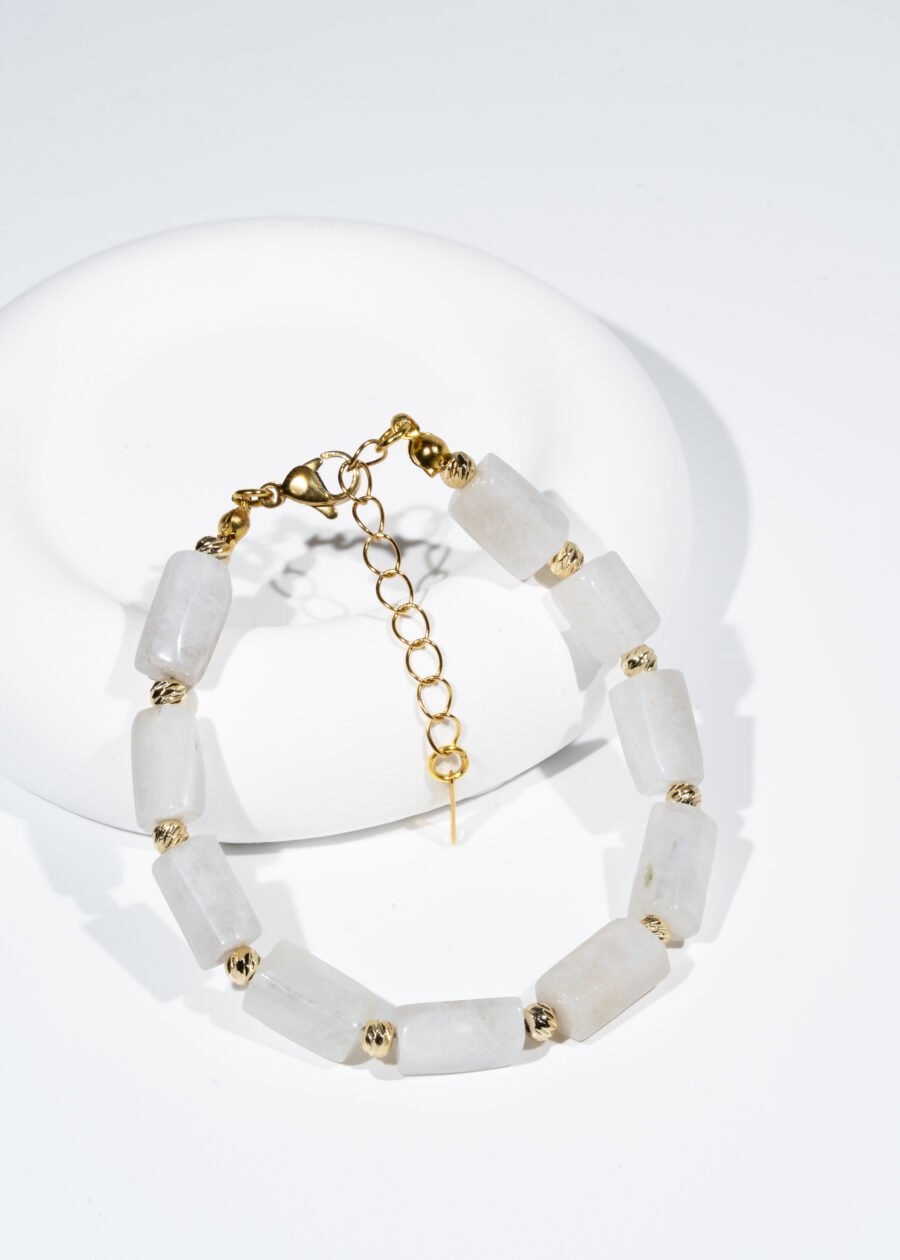 Silindir Ay Taşı Doğal Taş Bileklik