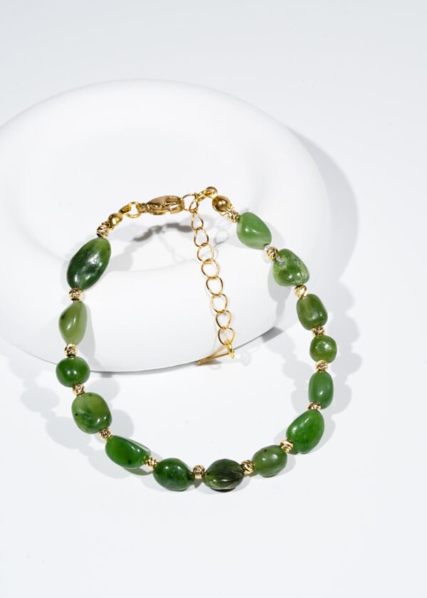 Dorika Top Detaylı Yeşim Taşı Doğal Taş Bileklik