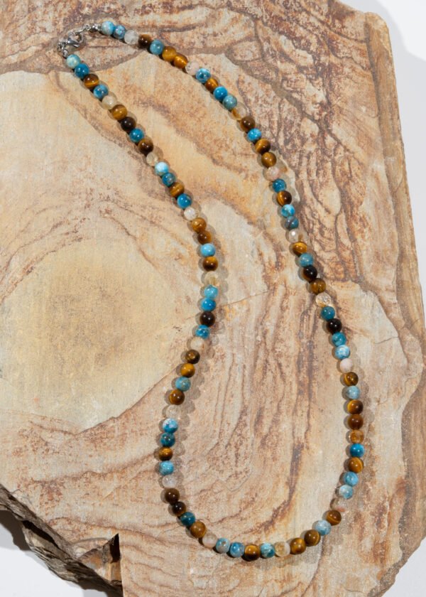 6mm Sitrin & Kaplan Gözü & Apatit Doğal Taş Kolye - Görsel 3