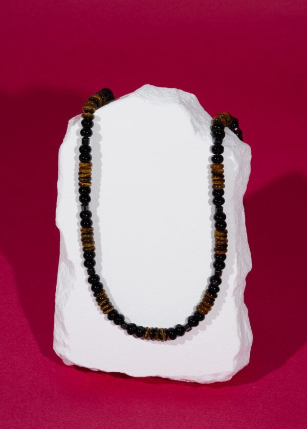 Kaplan Gözü & Hematit & Akik Doğal Taş Kolye - Görsel 3